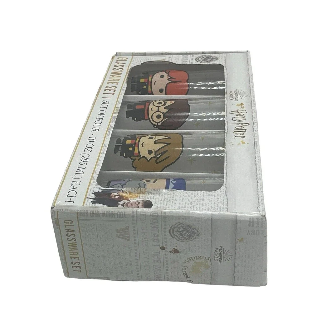 Harry Potter Wizarding World Glassware Set of Four Hogwarts Drinking Glasses